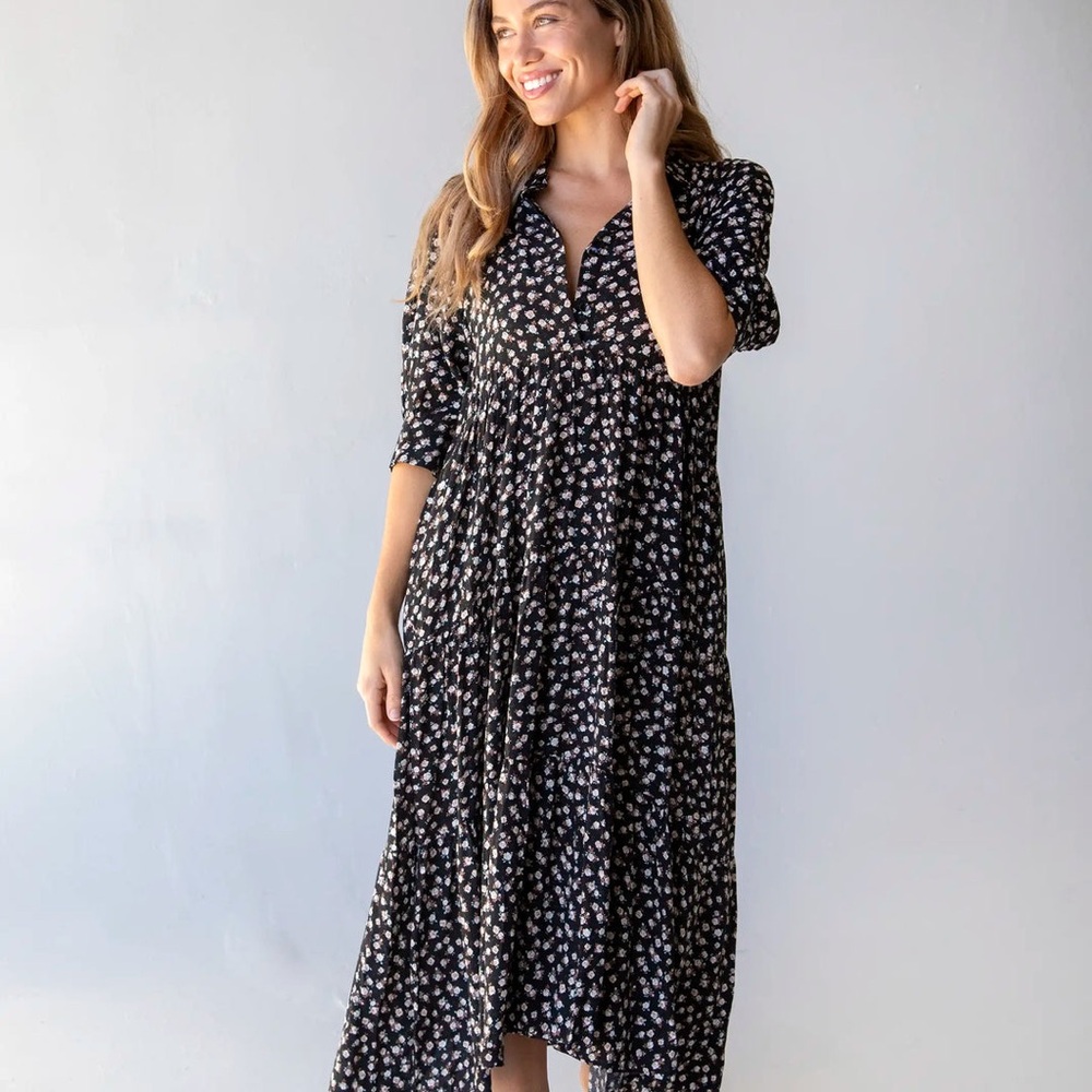 Natural Life Black Floral Rebecca Dress